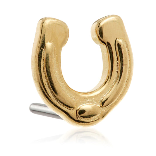 14ct Solid Gold Threadless 'Yee Haw!' Horseshoe Attachment