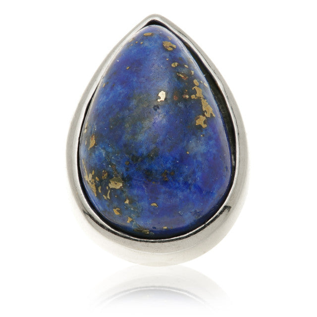 14ct Gold Threadless Lapis Cabochon Pear Pin Attachment