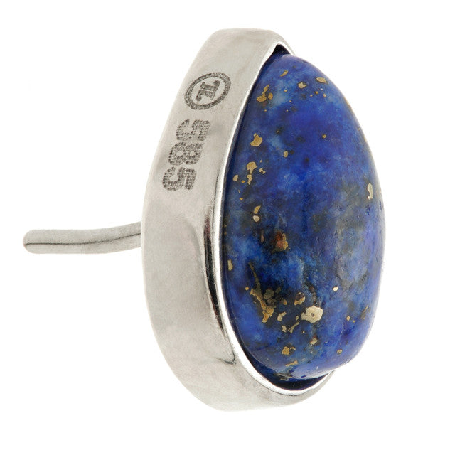 14ct Gold Threadless Lapis Cabochon Pear Pin Attachment