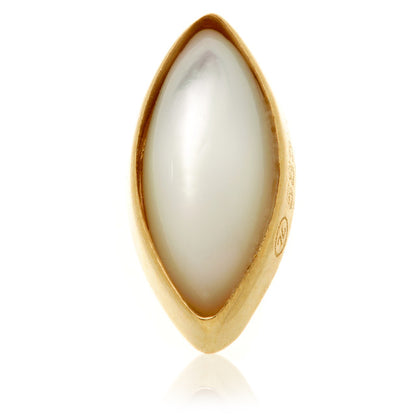 14ct Gold Threadless Mother of Pearl Cabochon Marquise Pin Attachment