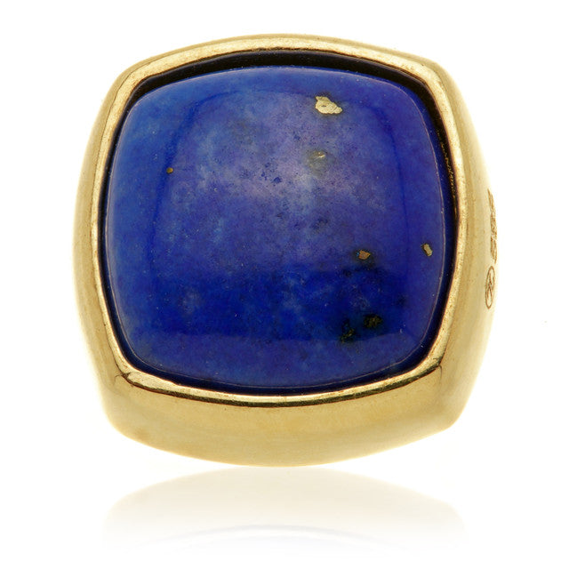 14ct Gold Threadless Lapis Cabochon Cushion Pin Attachment