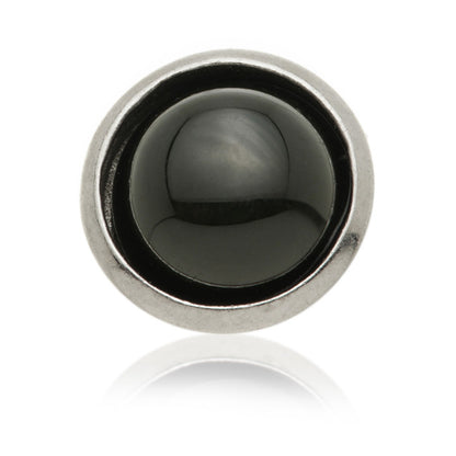 14ct Gold  Threadless Black Agate Cabochon Bezel Pin