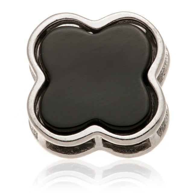 14ct Gold Threadless Black Onyx Clover Pin Attachment