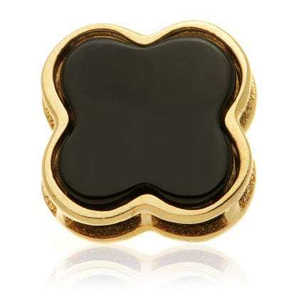 14ct Gold Threadless Black Onyx Clover Pin Attachment