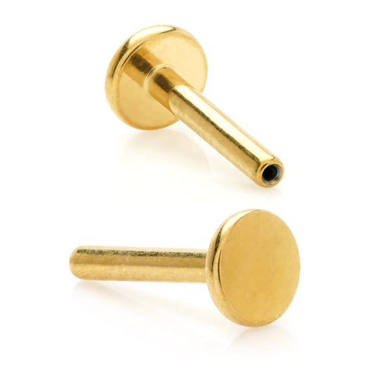 Zircon Gold Titanium Labret Stem - Threadless or Internally Threaded