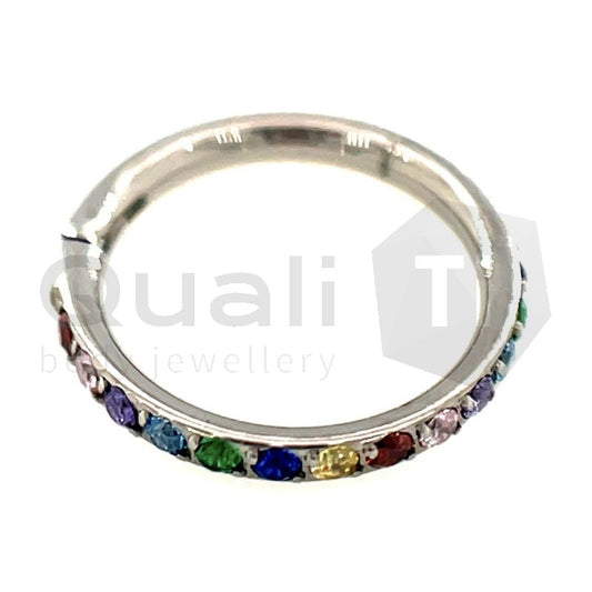 Rainbow Eternity Pavé Set Crystal Hinged Ring