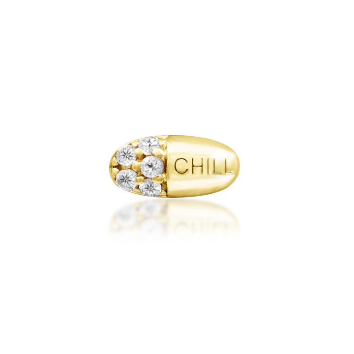 14ct GOLD Chill Pill - Clear CZ