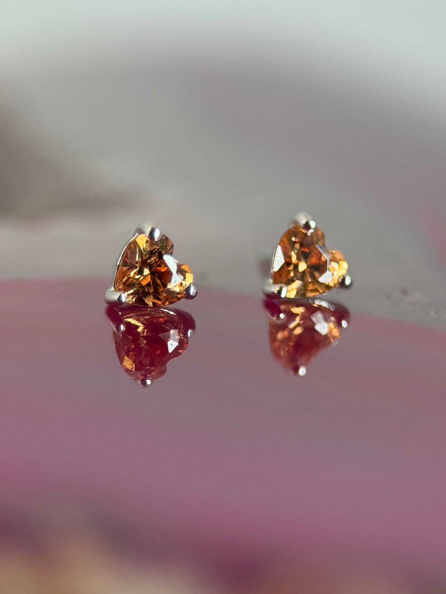 14ct White Gold Champagne Heart