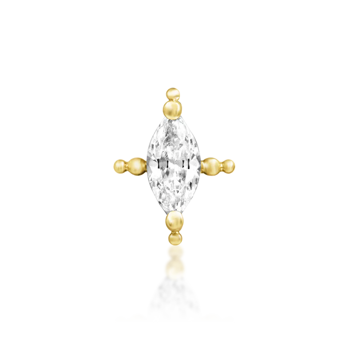 14ct GOLD Beaded Marquise
