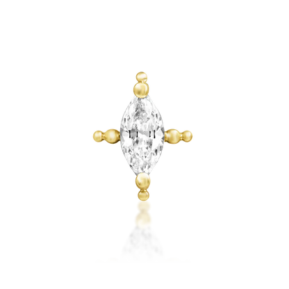 14ct GOLD Beaded Marquise