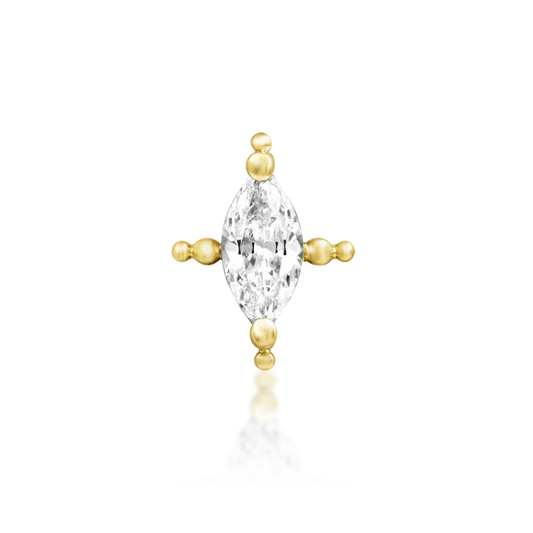14ct GOLD Beaded Marquise