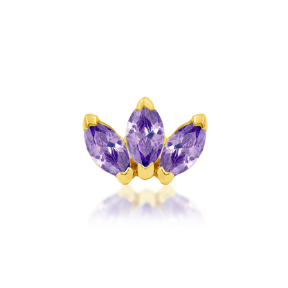 14ct GOLD Triple Marquise CZ Fan