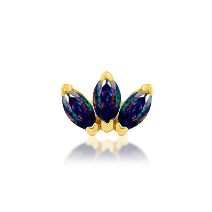 14ct GOLD Triple Marquise CZ Fan
