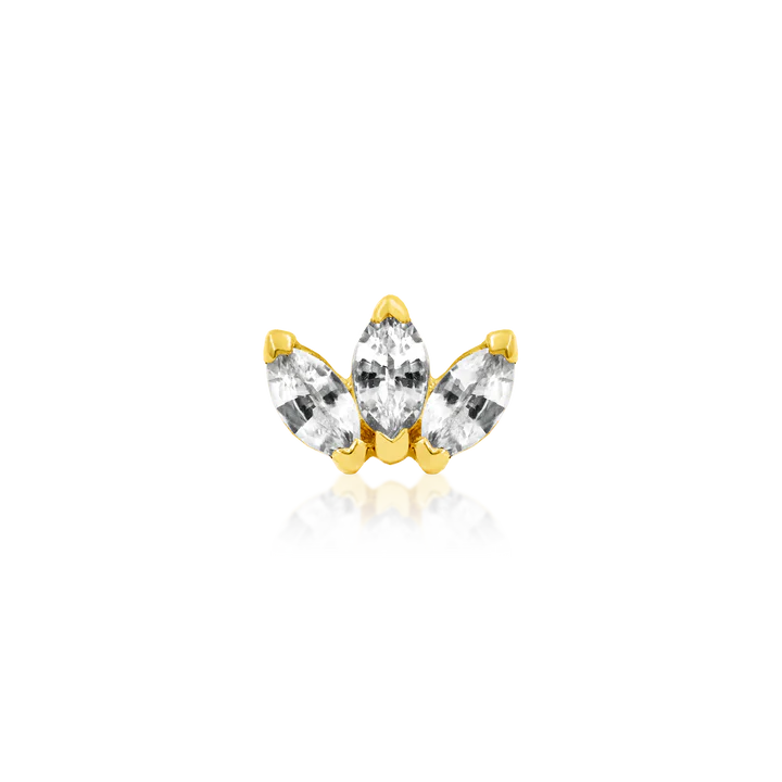 14ct GOLD Triple Marquise CZ Fan