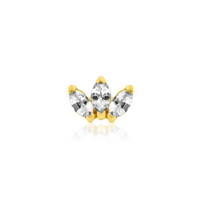 14ct GOLD Triple Marquise CZ Fan