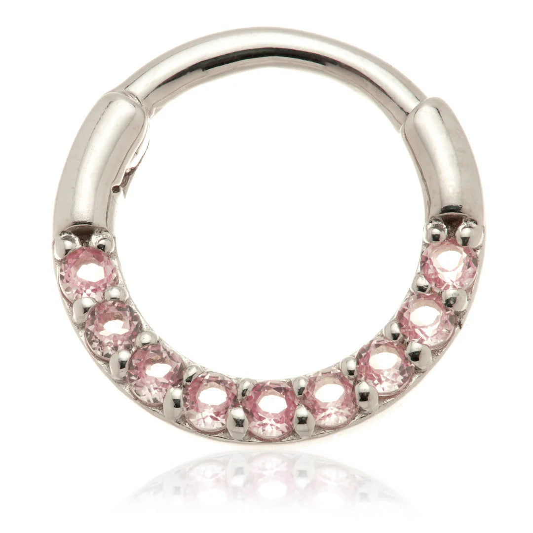 14ct Gold Pavé Pink Sapphire Hinged Ring