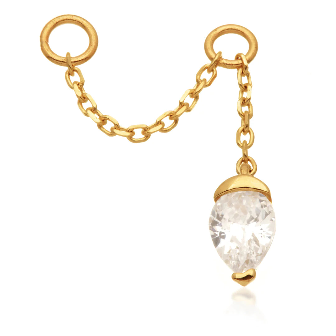 14ct Gold Chain with Jewelled Pear Attachment