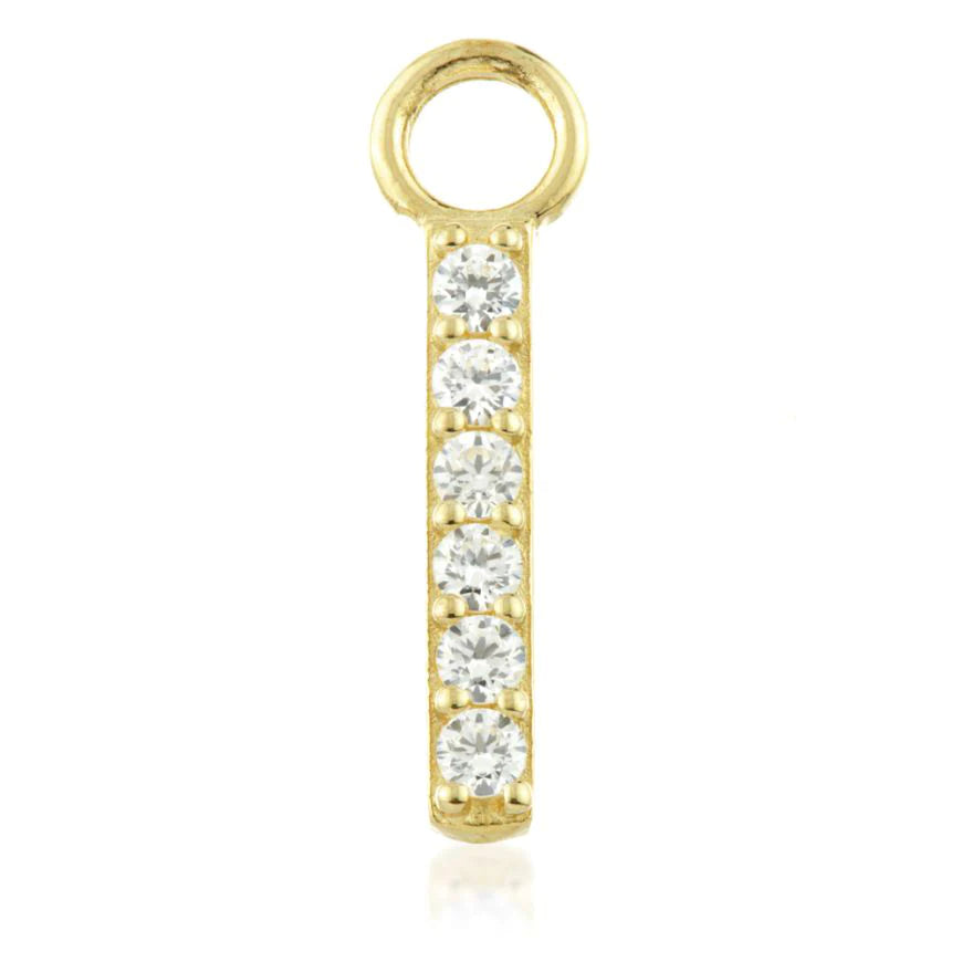 9ct Gold Pave Gem Bar Charm