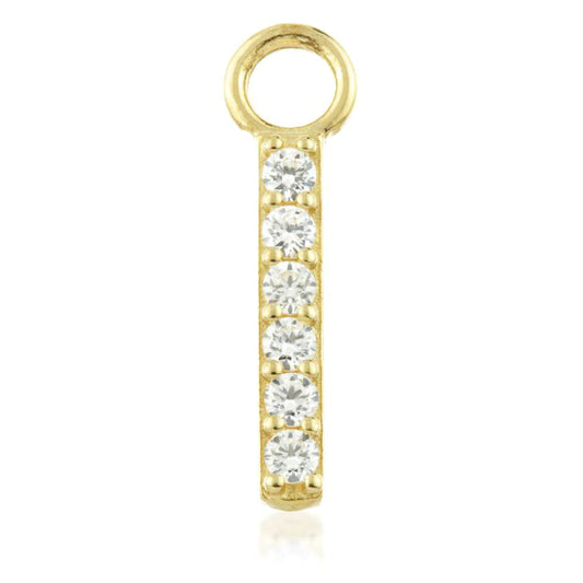 9ct Gold Pave Gem Bar Charm