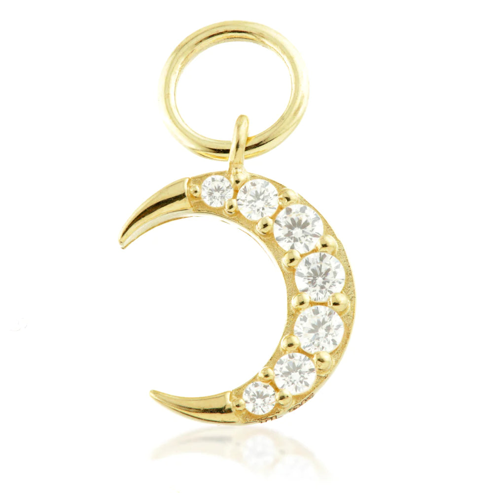 9ct Gold Jewelled Moon Charm