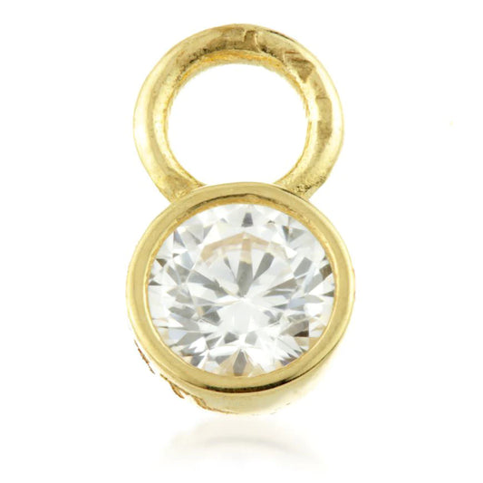 9ct Gold Round CZ Charm