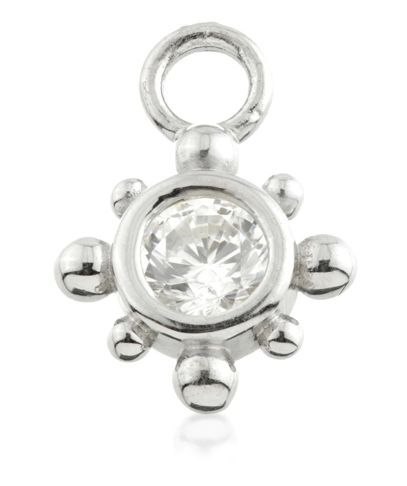 9ct Gold Gem Circle Dot Surround Charm