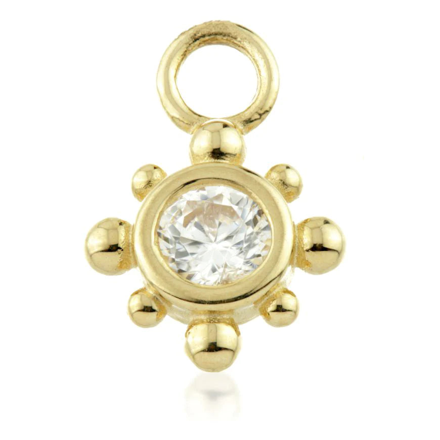 9ct Gold Gem Circle Dot Surround Charm