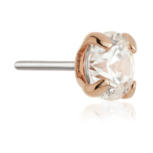 14ct Gold Clear CZ Prong Set Gem Pin Attachment