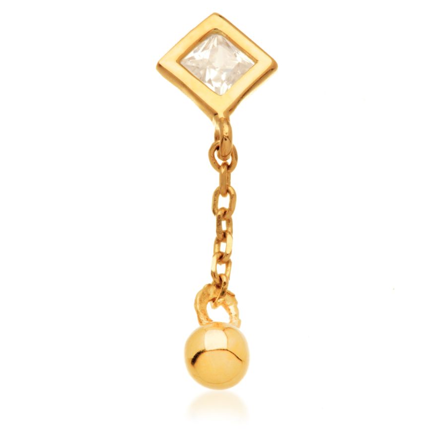 14ct Threadless Rhombus Gem & Ball Attachment