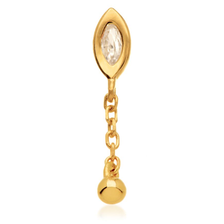 14ct Threadless Pear Gem & Ball Attachment