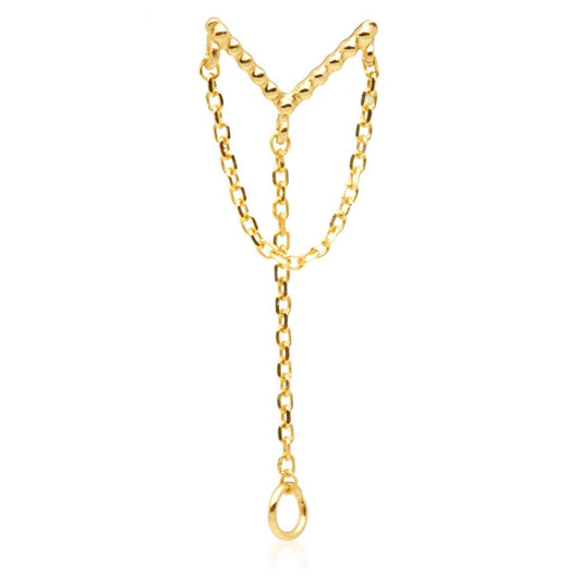 14ct Threadless Milligrained V Shaped Double Chain Pin Attachment