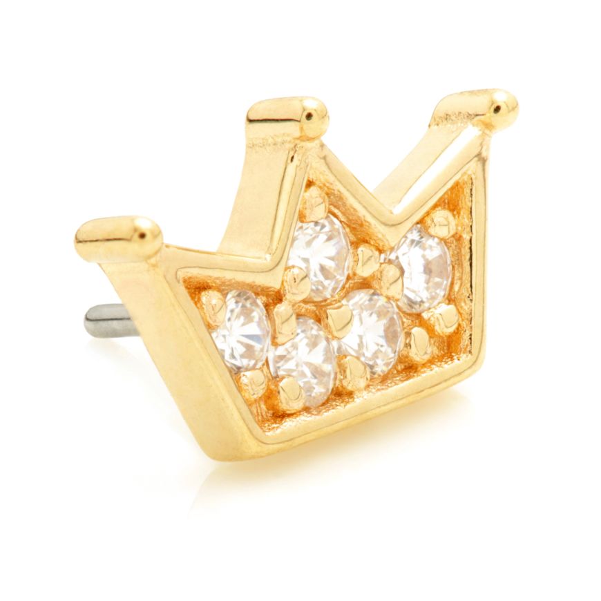 14ct Threadless Gold Pavé Crown Pin Attachment