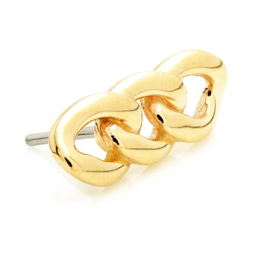 14ct Threadless Gold Triple Chain Links Pin Attachment