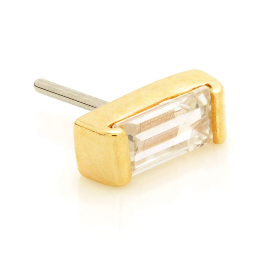 14ct Threadless Gold Jewelled Rectangle Pin Attachment