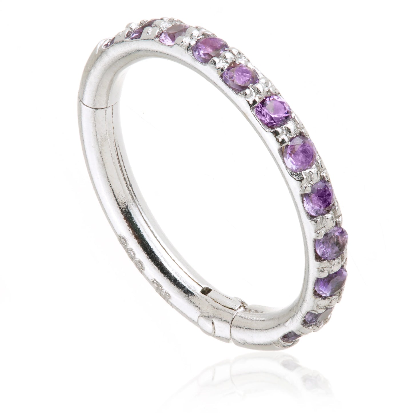 14ct Gold Full Pavé Amethyst Hinge Ring