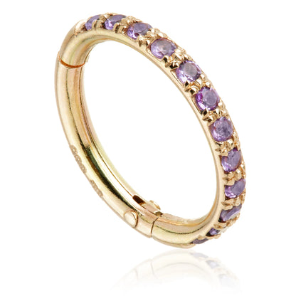 14ct Gold Full Pavé Amethyst Hinge Ring