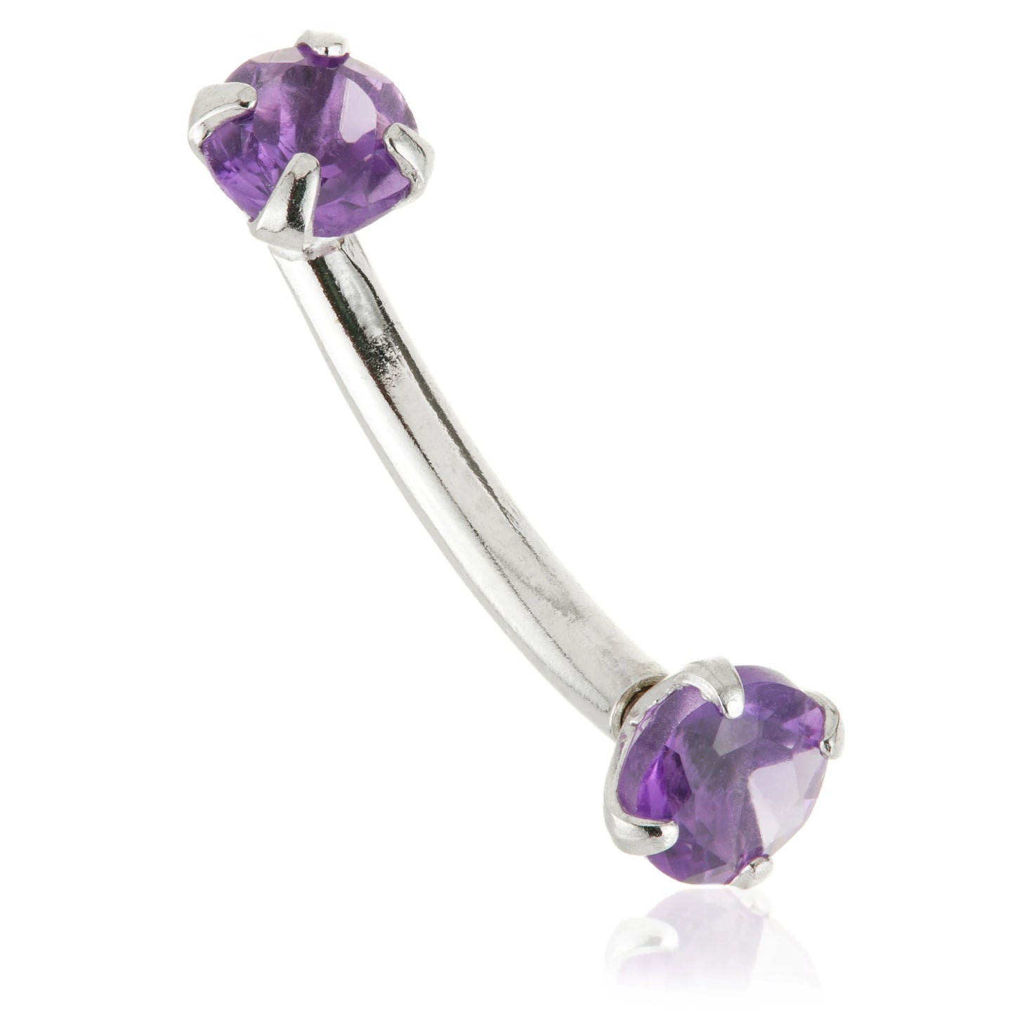 14ct Gold Double Amethyst Prong Set Rook Bar