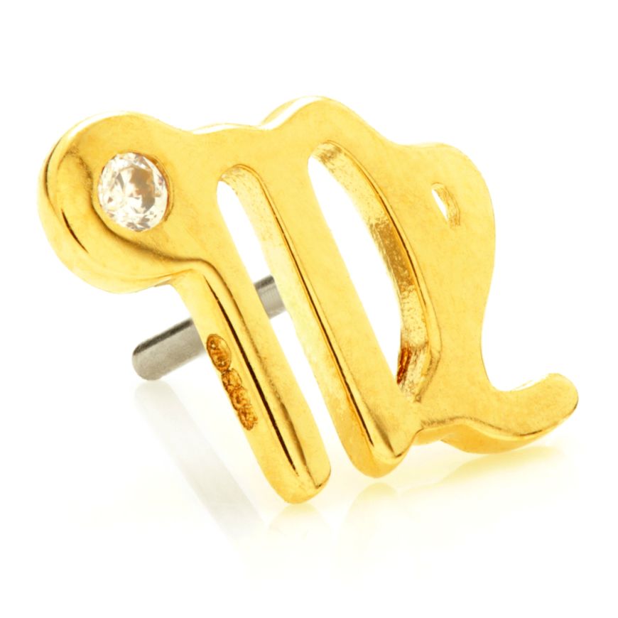 14ct Solid Gold Threadless Jewelled Zodiac Virgo Pin Attachment