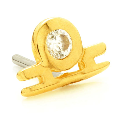 14ct Solid Gold Threadless Jewelled Zodiac Libra Pin Attachment