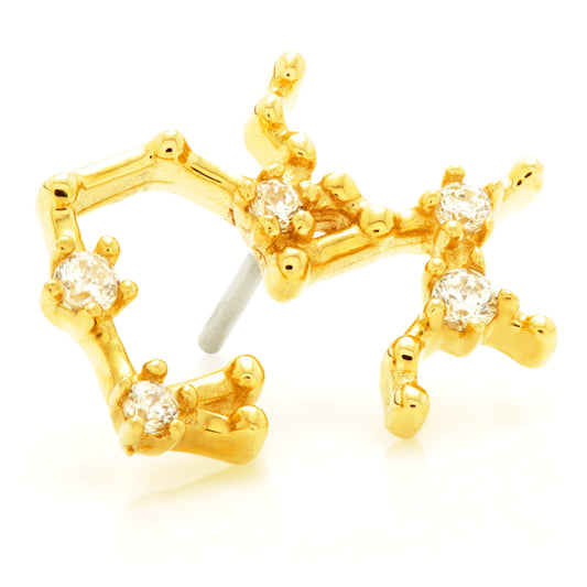 14ct Solid Gold Threadless Jewelled Zodiac Sagittarius