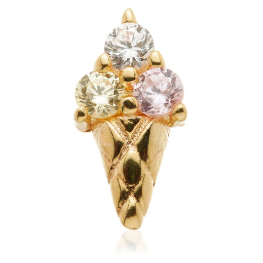 14ct GOLD Jewelled Ice Cream Attachment - Internally Threaded