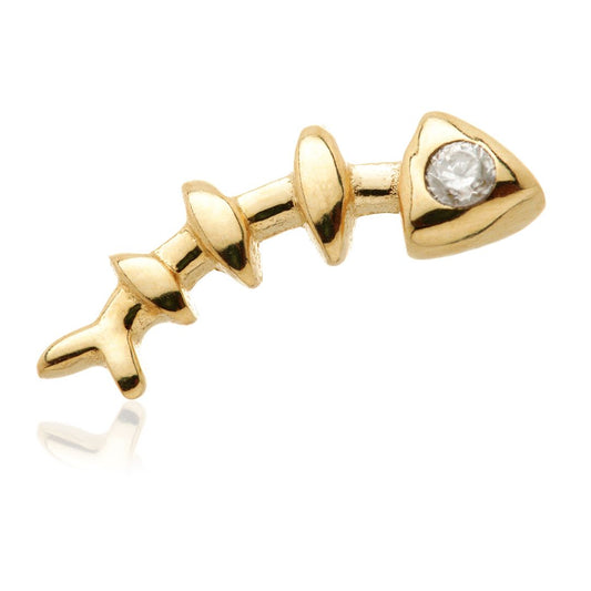 14CT SOLID GOLD JEWELLED FISH BONE ATTACHMENT - Internally Threaded