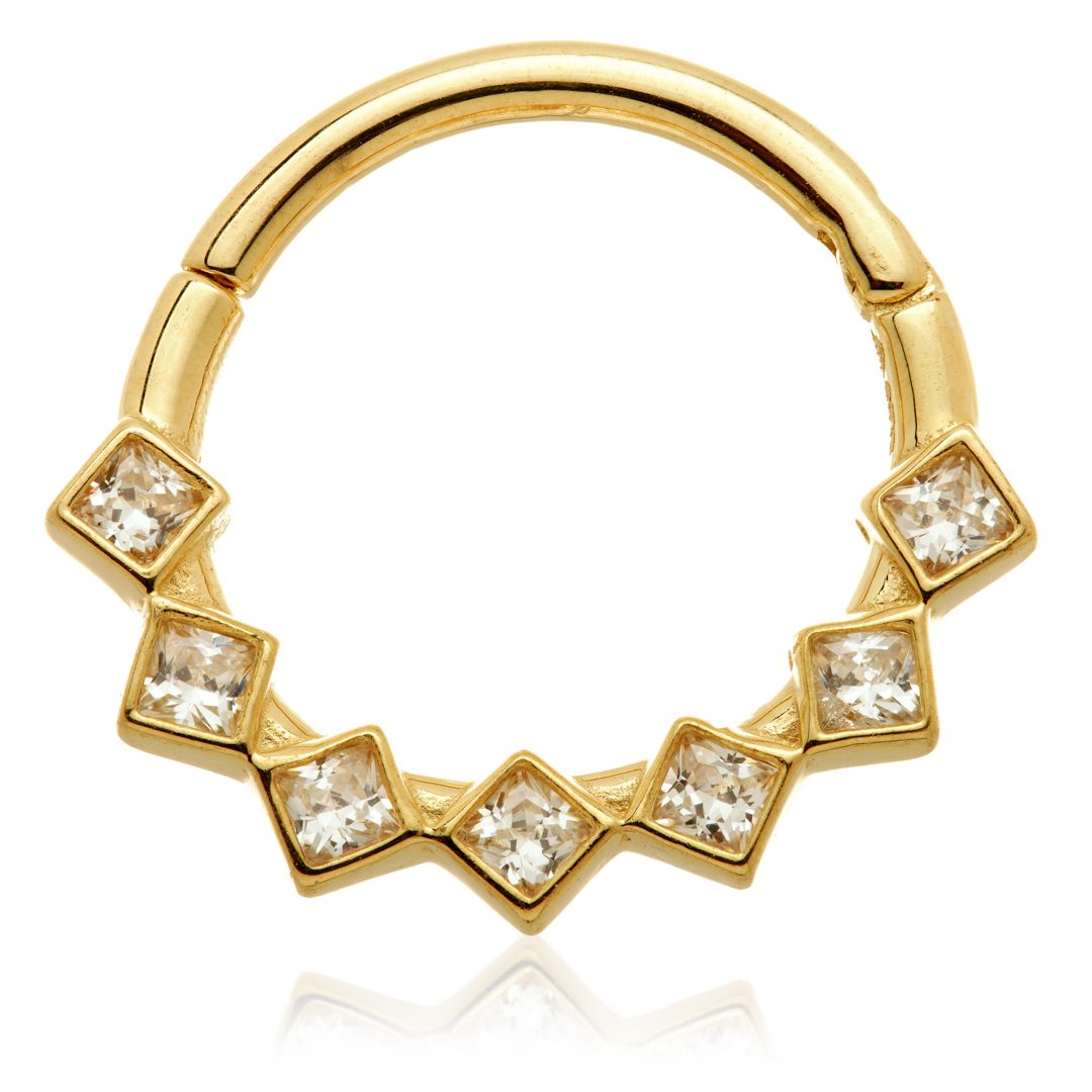 Front Facing Square Bezel Set Gem Hinged Ring