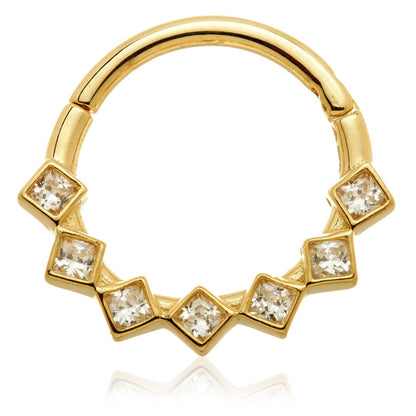 Front Facing Square Bezel Set Gem Hinged Ring