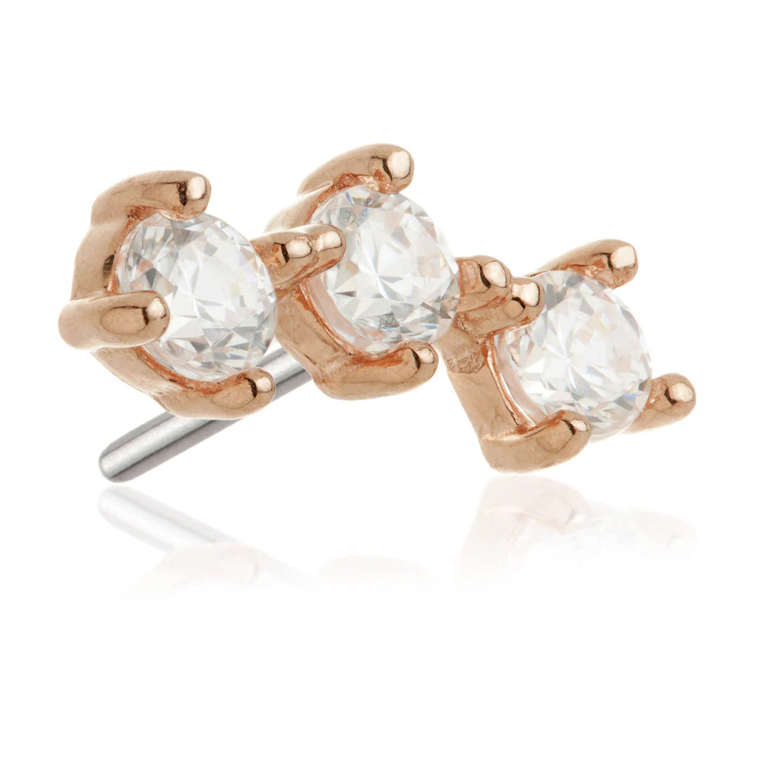 14ct Threadless Gold Triple Gem Attachment