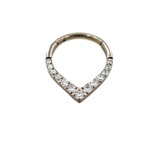 'Cygnus' Crystal Wishbone Hinged Ring