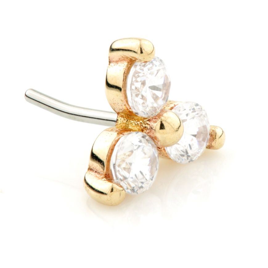 Trinity Pin Ring 14ct Threadless Gold Trinity Gem Pin Attachment – Skincraft Tattoo ...