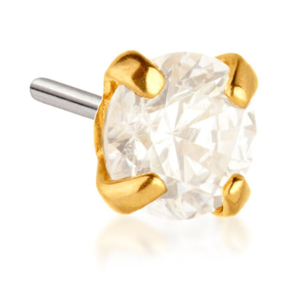 14ct Gold Prong Set Gem Pin Attachment