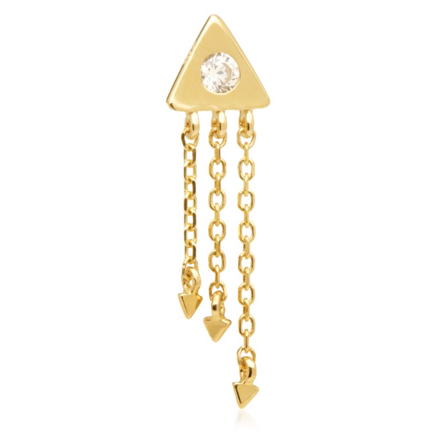 14ct Threadless Triangular Triple Chain Pin Attachment