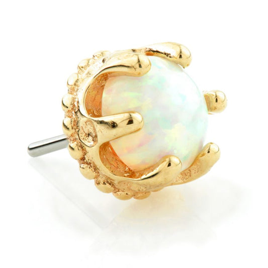 14ct Threadless Gold Opal Crown Pin Attachment